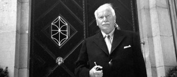 Photo of Carl Jung in front of his home is Kusnacht, Zurich, Switzerland